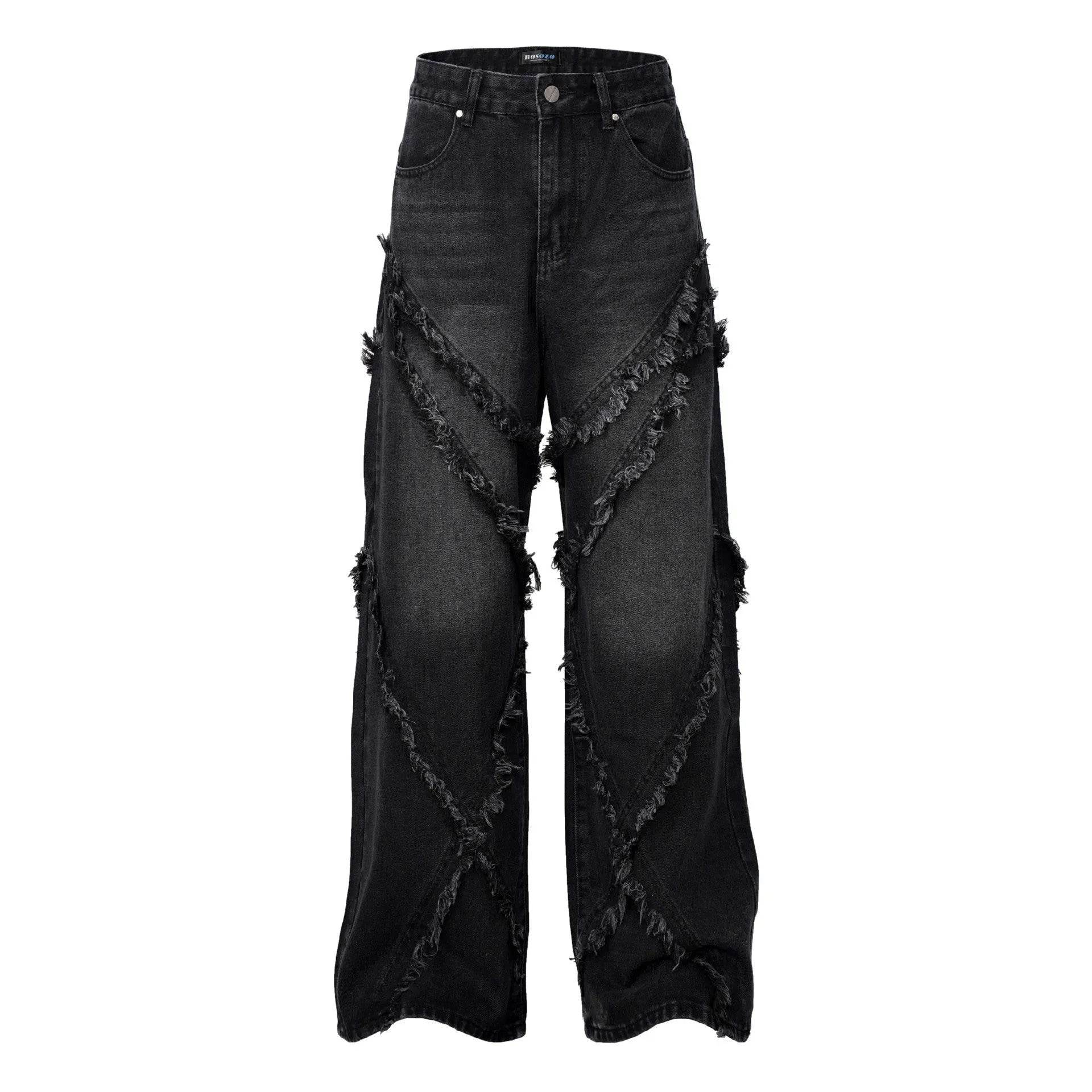 Wash Distressed Stitching Baggy Jeans Pant With Whiskers Same Style For Men And Women - www.Shopthatapp.com #