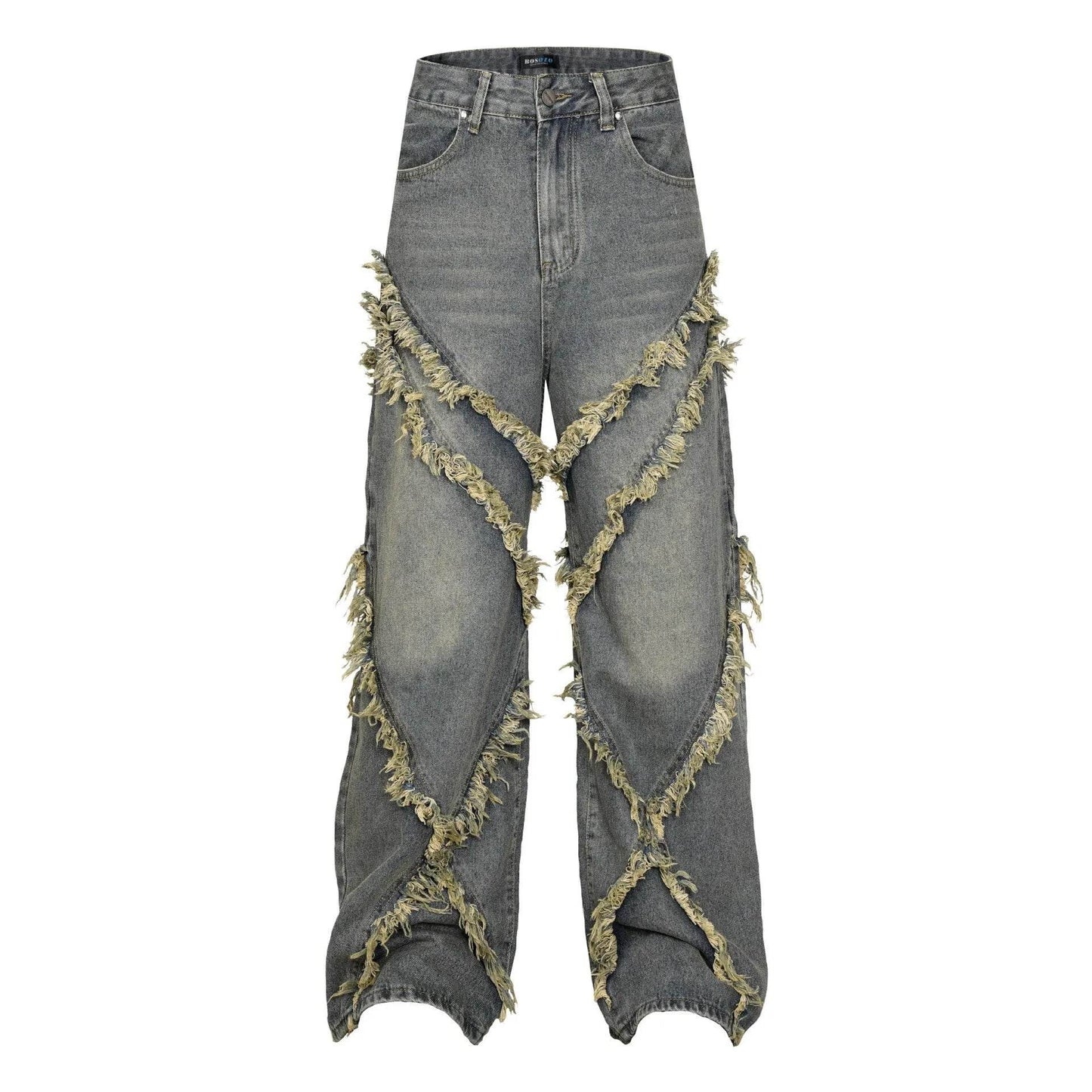 Wash Distressed Stitching Baggy Jeans Pant With Whiskers Same Style For Men And Women - www.Shopthatapp.com #