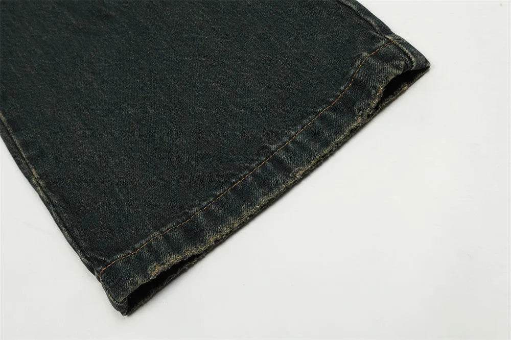 Washed Yellow Denim Bootcut Jeans Pants Men - www.Shopthatapp.com #