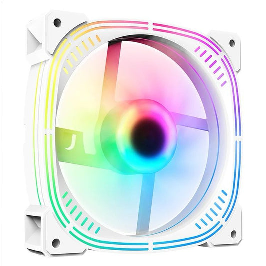 Ventilateur de boîtier d'ordinateur 120 mm, 6 broches, LED RGB réglable, silencieux, 5 V CC, vitesse réglable, synchronisation Aura, noir/blanc