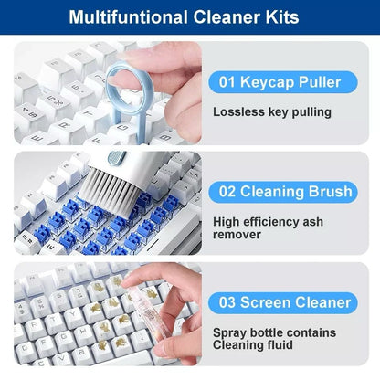 Kit de nettoyage 7 en 1 pour clavier, écouteurs, appareils électroniques, brosse de nettoyage pour ordinateur et téléphone