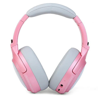 Casque sans fil Bluetooth à faible latence, casque de jeu LED RGB, microphone rose/noir