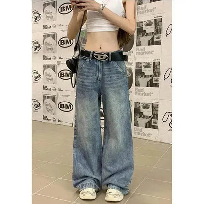 Wide leg  Baggy Cargo street Denim Jeans Pant Boyfriend jeans trouser - www.Shopthatapp.com