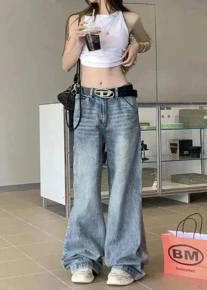Wide leg  Baggy Cargo street Denim Jeans Pant Boyfriend jeans trouser - www.Shopthatapp.com