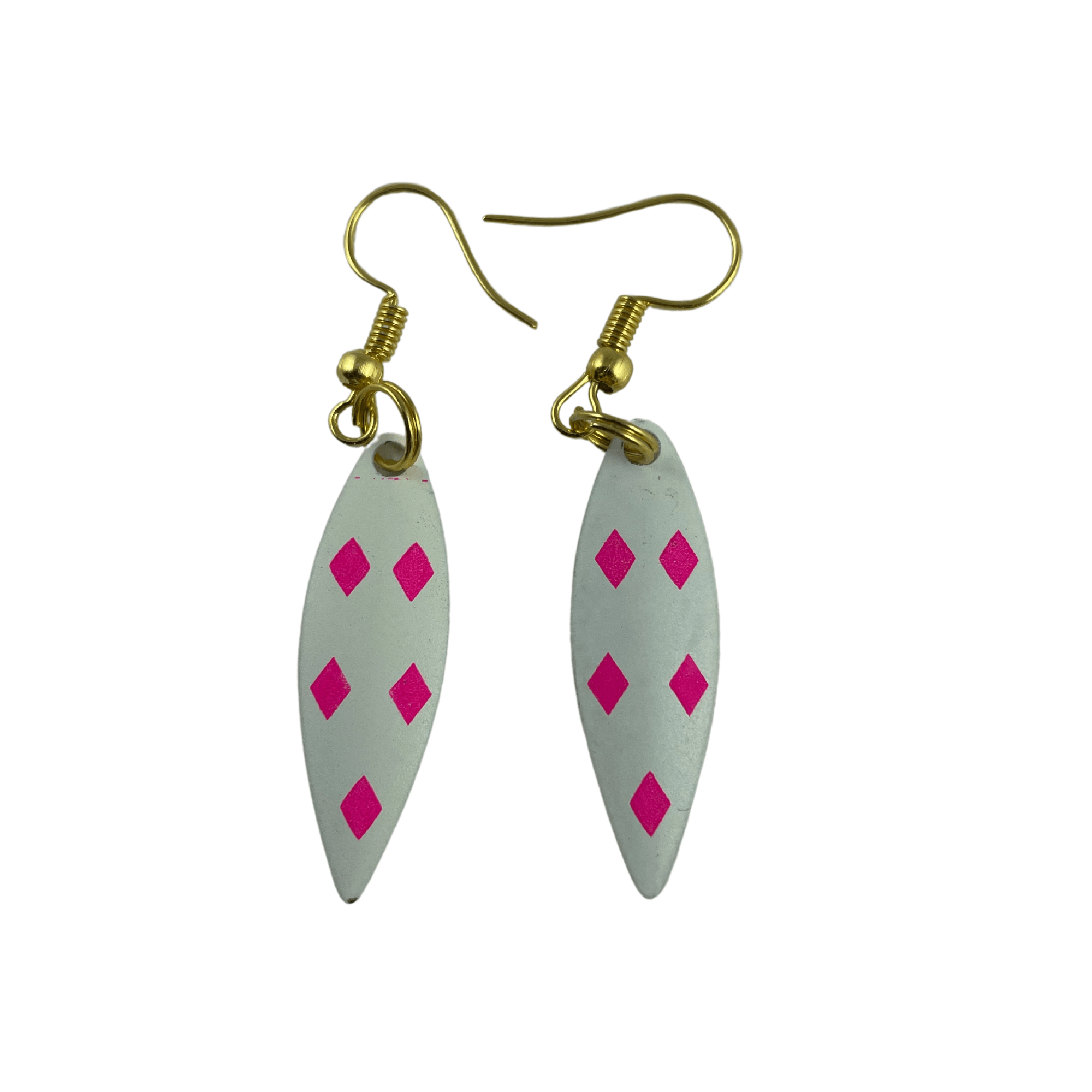 Willowleaf Glow 5 Pink Diamonds Spinner Blade Earrings - www.Shopthatapp.com