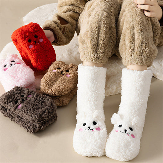 Winter Floor Socks Velvet Thicken Warm Coral Velvet Cute Socks Japanese-style Home Footwear Non-slip Socks New Year Gifts Winter Gadgets - www.Shopthatapp.com