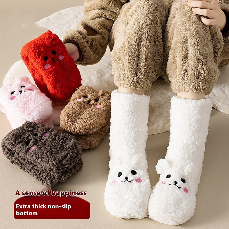 Winter Floor Socks Velvet Thicken Warm Coral Velvet Cute Socks Japanese-style Home Footwear Non-slip Socks New Year Gifts Winter Gadgets - www.Shopthatapp.com