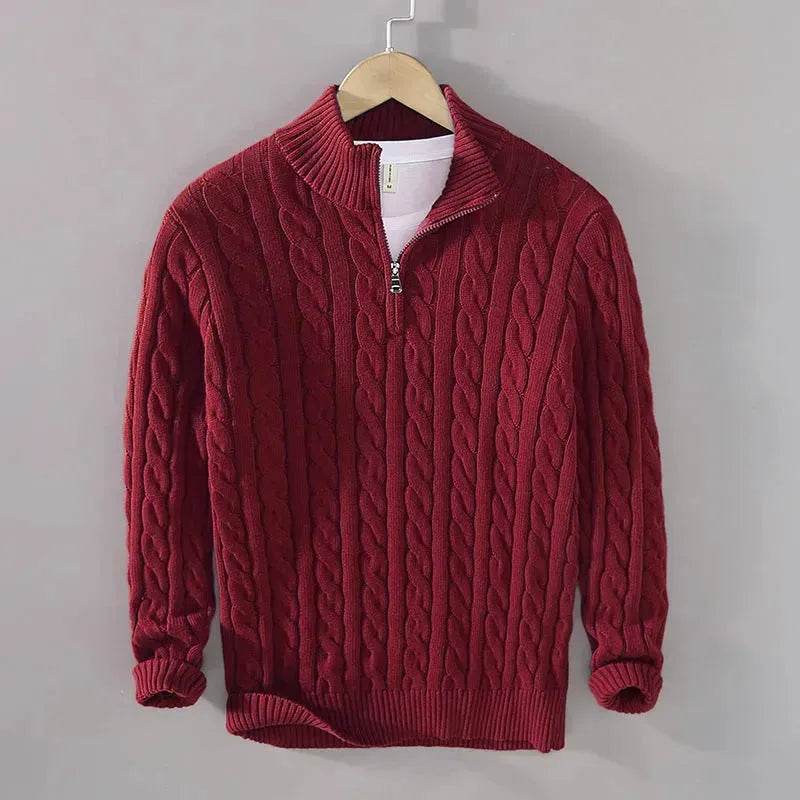 Winter Half Zip Knitted Pullover Sweater for Men - www.Shopthatapp.com #
