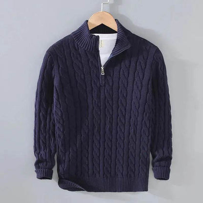 Winter Half Zip Knitted Pullover Sweater for Men - www.Shopthatapp.com #