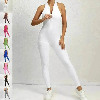 Woman's Zippered Sleeveless Stretch Shapewear Sports wear Jumpsuit - www.Shopthatapp.com #