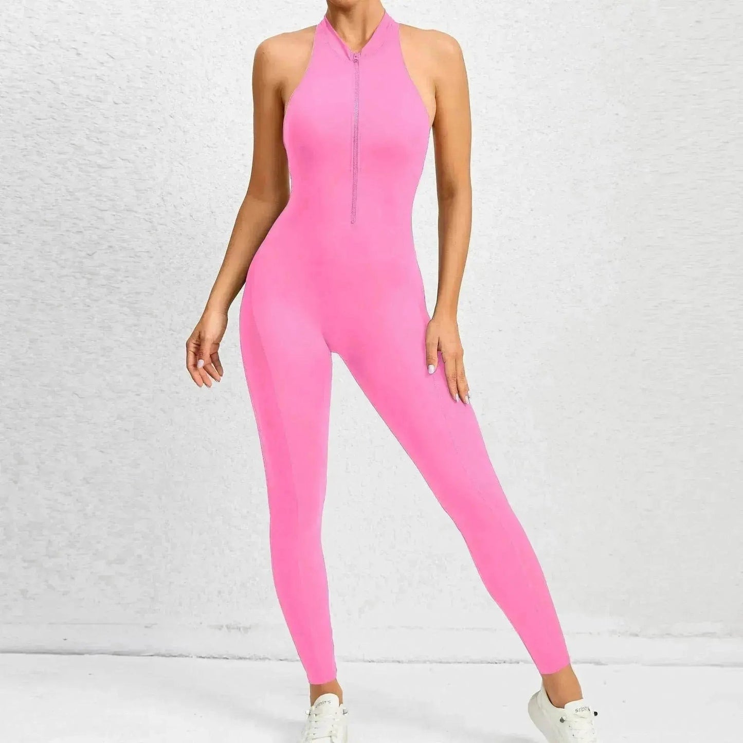 Woman's Zippered Sleeveless Stretch Shapewear Sports wear Jumpsuit - www.Shopthatapp.com #