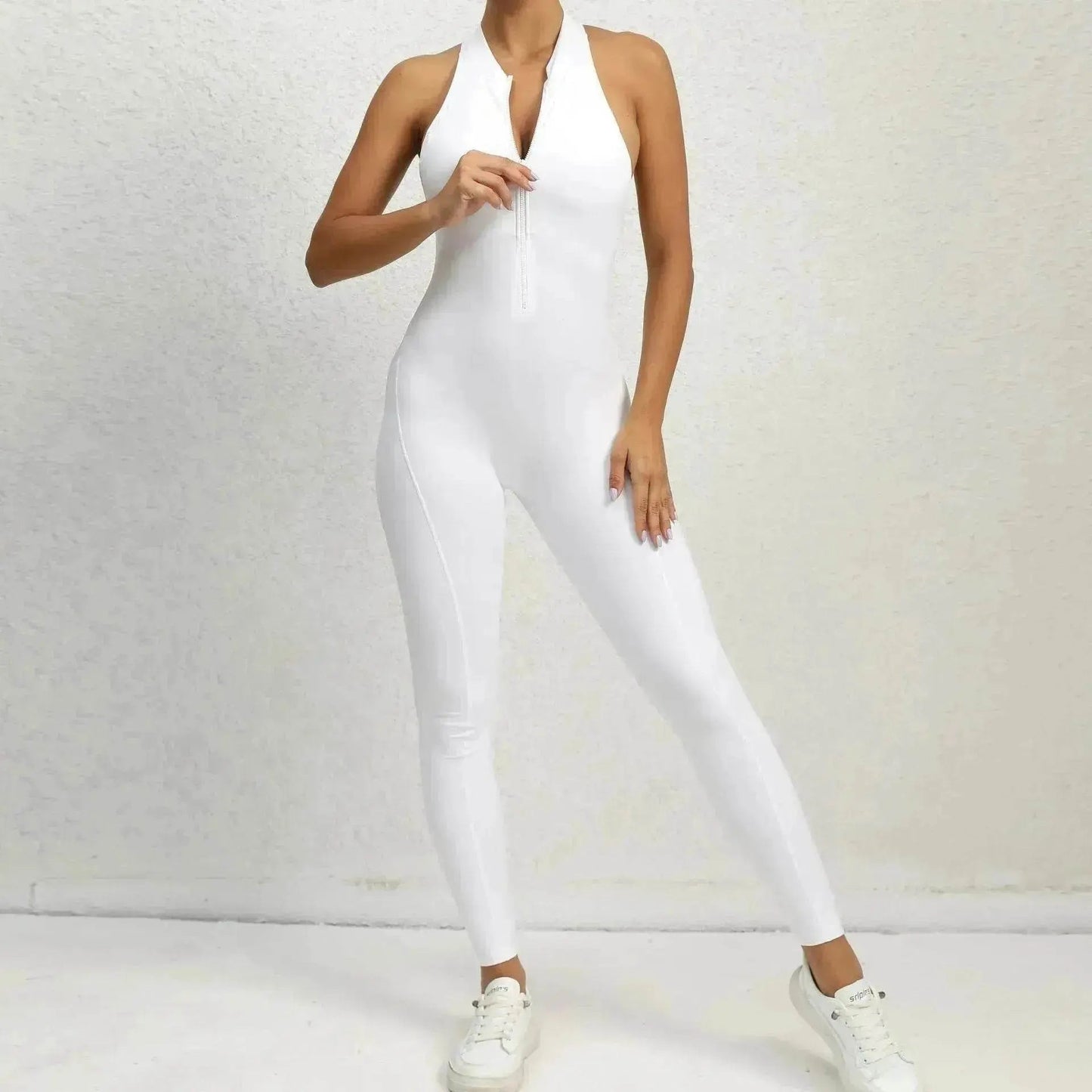 Woman's Zippered Sleeveless Stretch Shapewear Sports wear Jumpsuit - www.Shopthatapp.com #