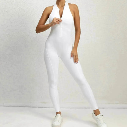 Woman's Zippered Sleeveless Stretch Shapewear Sports wear Jumpsuit - www.Shopthatapp.com