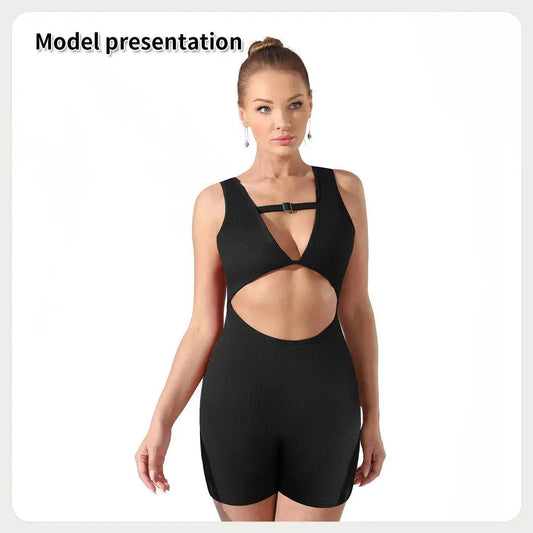 Women Cut out Unitard Short Bodysuit - www.Shopthatapp.com #
