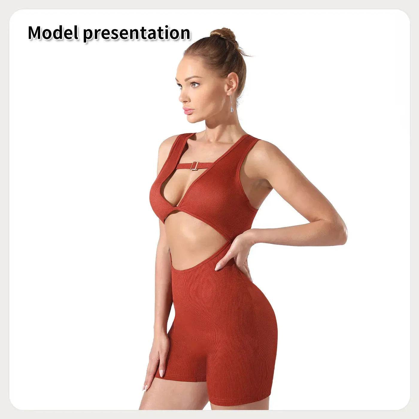 Women Cut out Unitard Short Bodysuit - www.Shopthatapp.com #