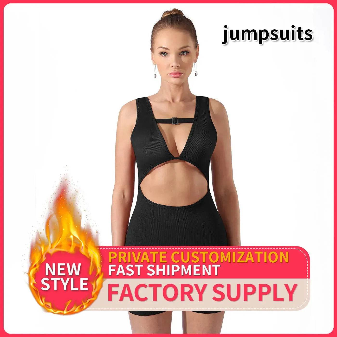 Women Cut out Unitard Short Bodysuit - www.Shopthatapp.com #