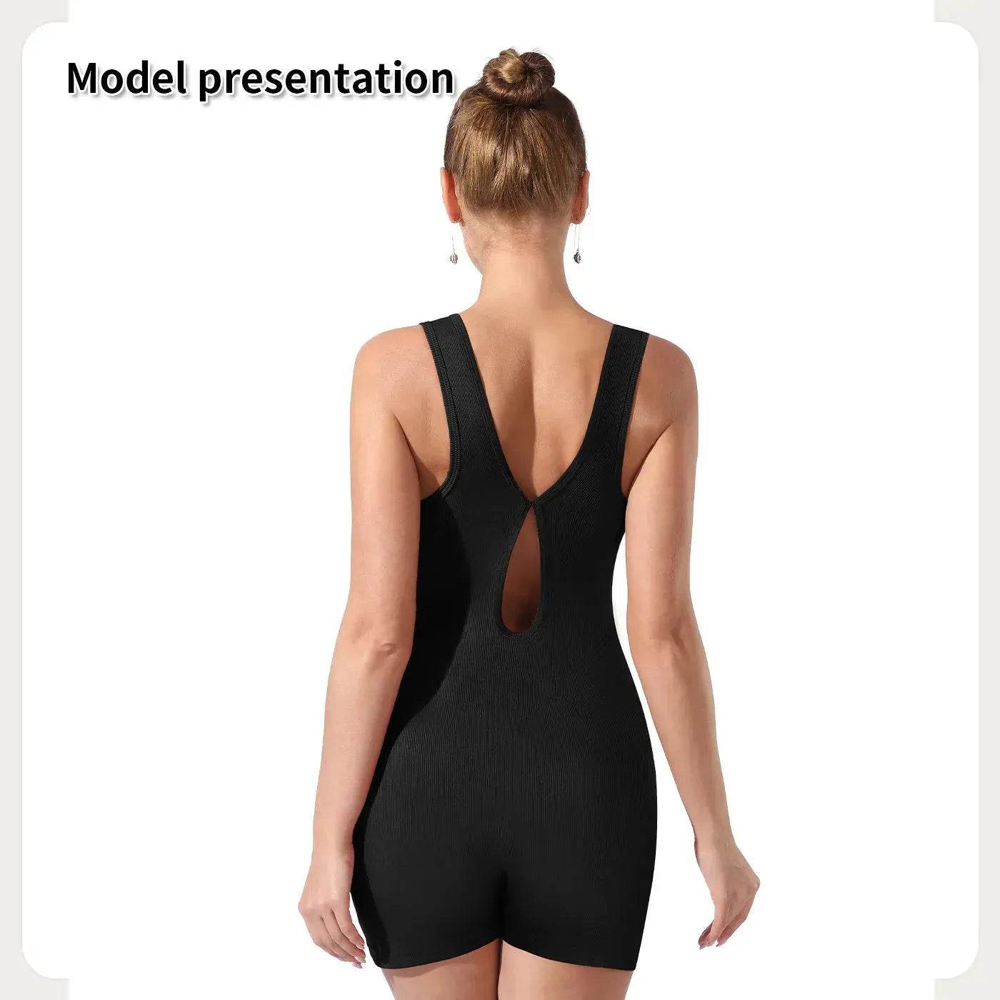 Women Cut out Unitard Short Bodysuit - www.Shopthatapp.com #