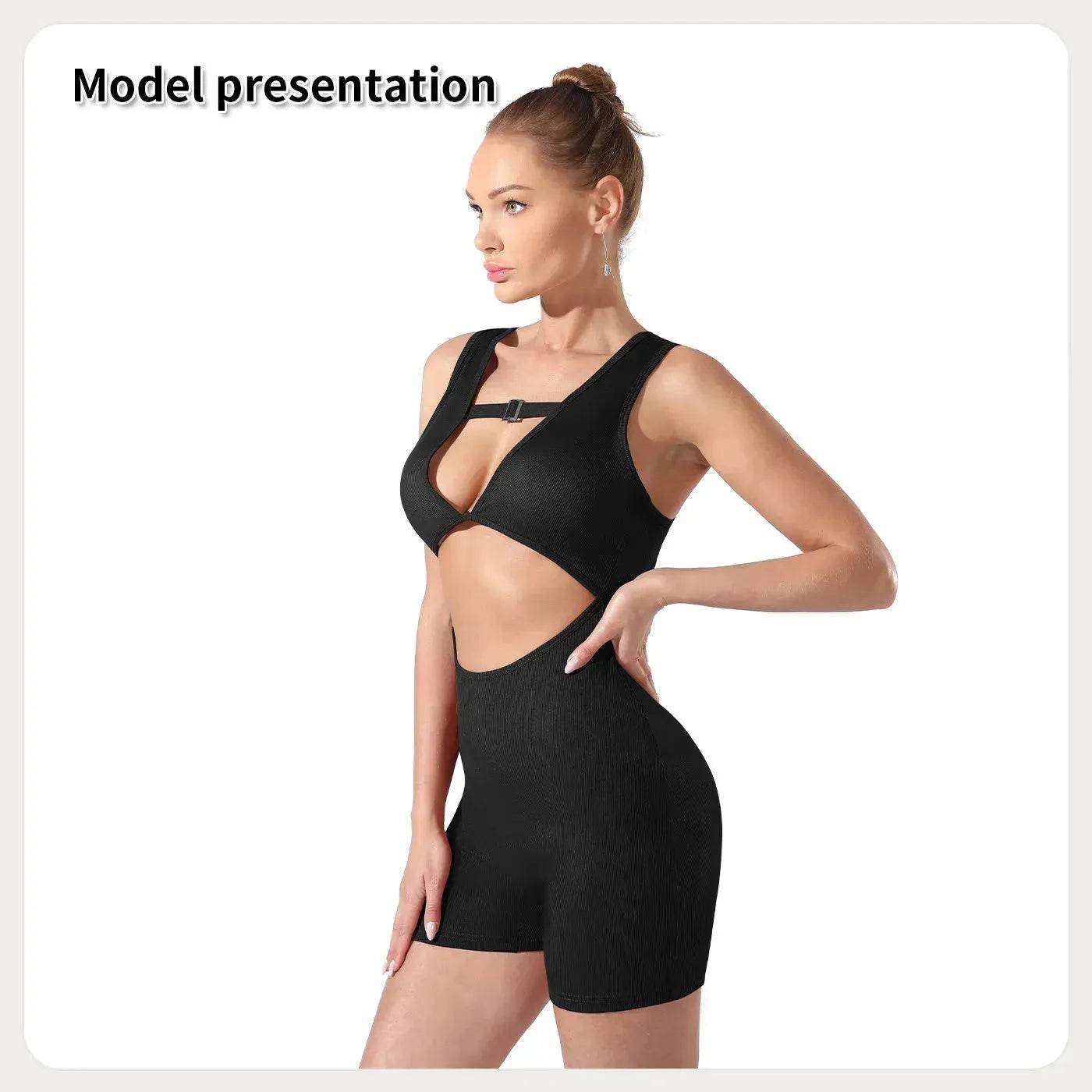 Women Cut out Unitard Short Bodysuit - www.Shopthatapp.com #