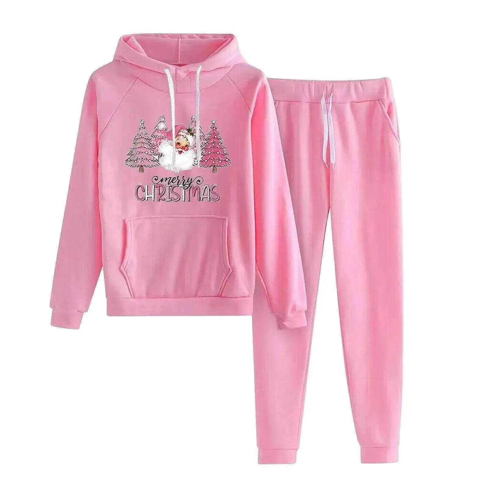 Women Loose Plus Size Long Sleeve Christmas Hoodie Outfit set 2pcs - www.Shopthatapp.com