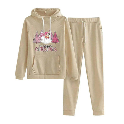 Women Loose Plus Size Long Sleeve Christmas Hoodie Outfit set 2pcs - www.Shopthatapp.com