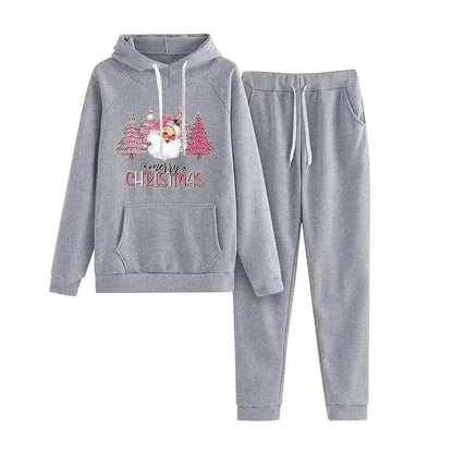 Women Loose Plus Size Long Sleeve Christmas Hoodie Outfit set 2pcs - www.Shopthatapp.com