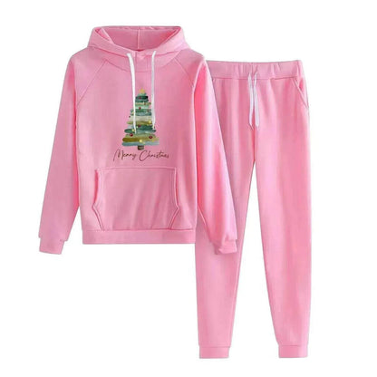 Women Loose Plus Size Long Sleeve Christmas Hoodie Outfit set 2pcs - www.Shopthatapp.com