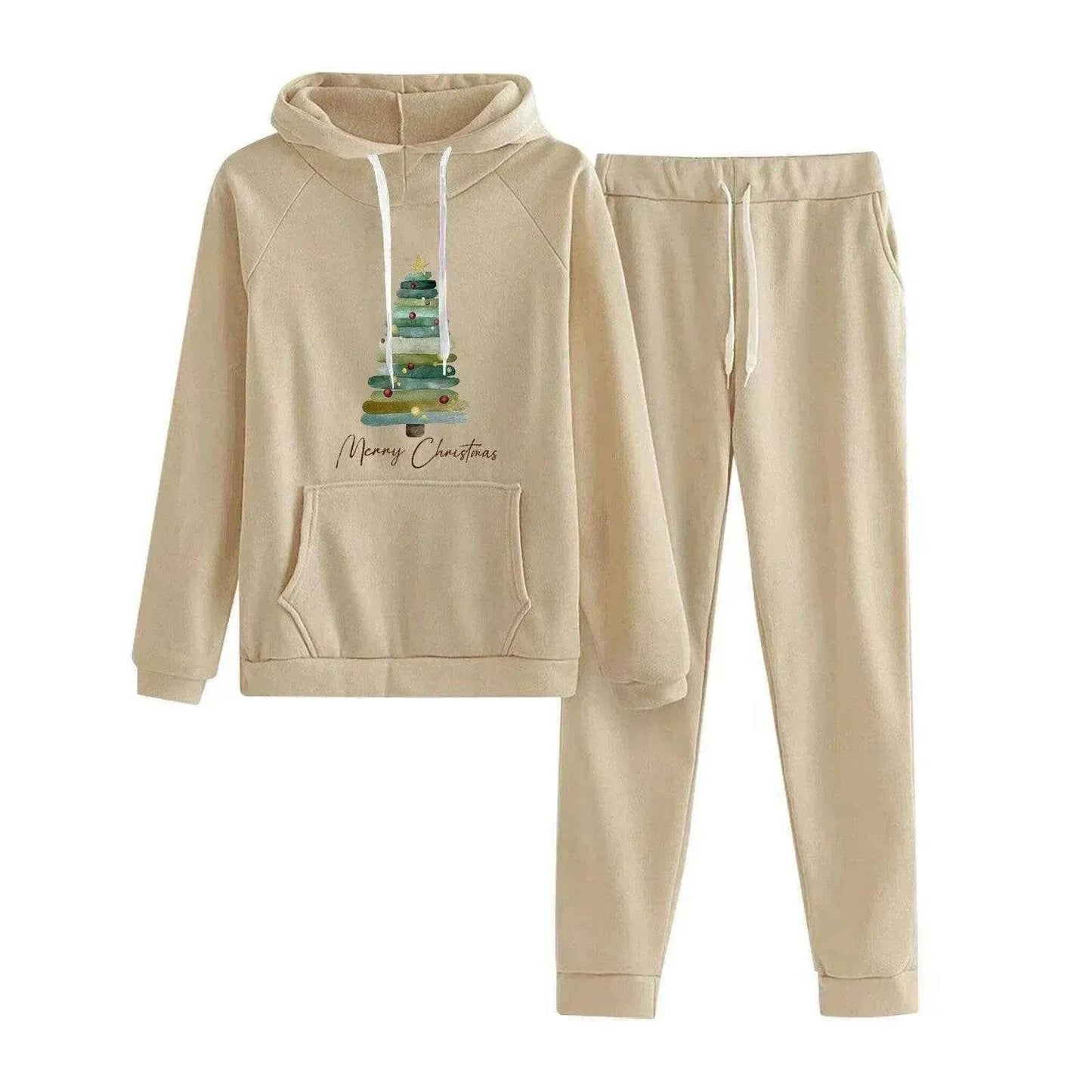 Women Loose Plus Size Long Sleeve Christmas Hoodie Outfit set 2pcs - www.Shopthatapp.com
