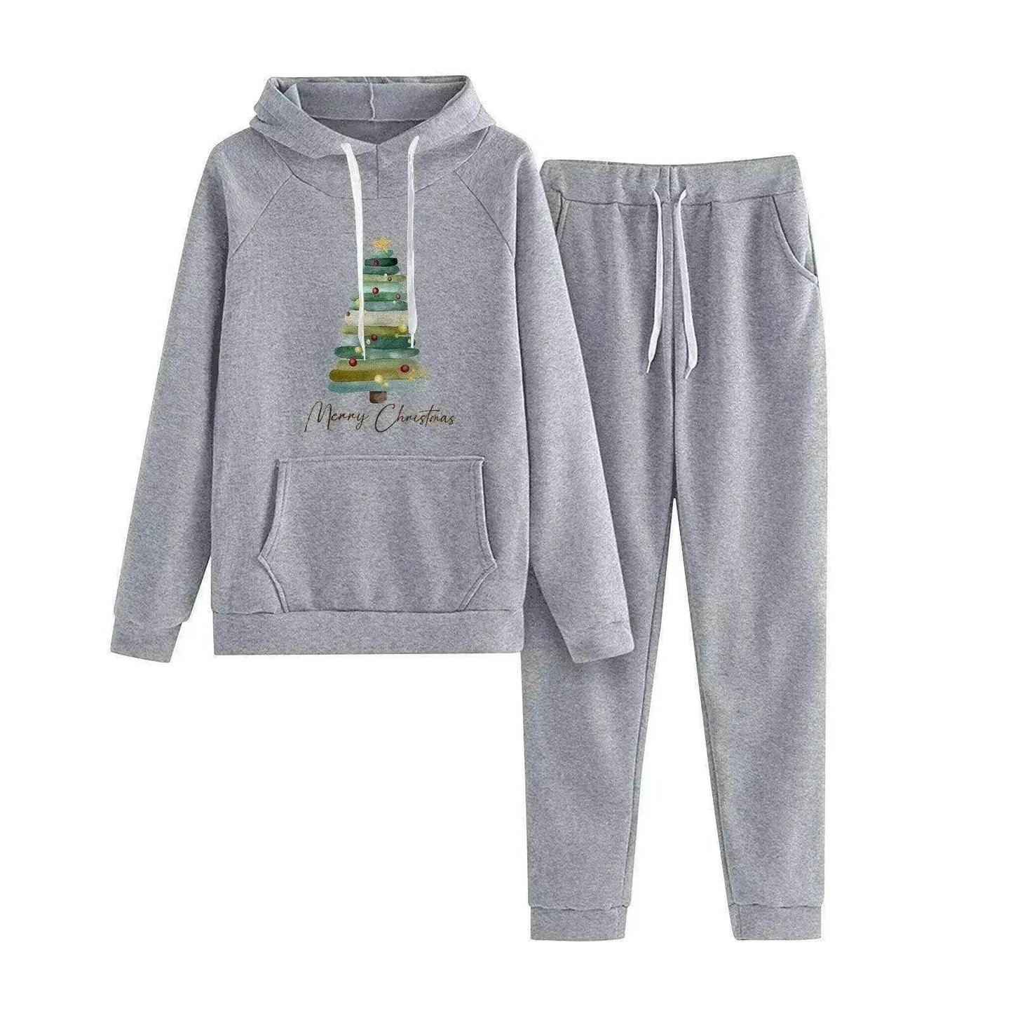 Women Loose Plus Size Long Sleeve Christmas Hoodie Outfit set 2pcs - www.Shopthatapp.com