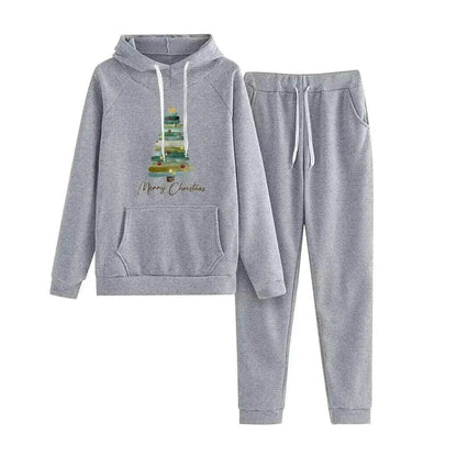 Women Loose Plus Size Long Sleeve Christmas Hoodie Outfit set 2pcs - www.Shopthatapp.com