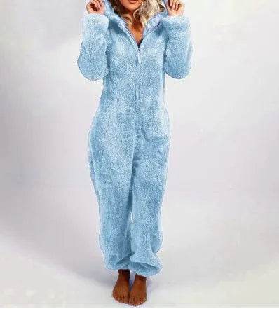 Women Polar Bear Winter hooded pajamas Jumpsuit Lounge wear Sleep wear - www.Shopthatapp.com #