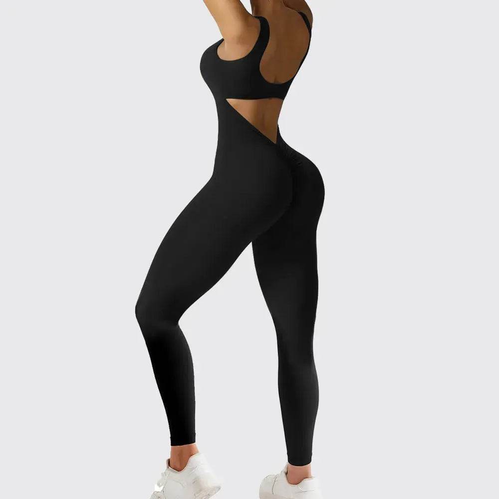 Women Sleeveless Flare Long Pant Yoga Fitness Jumpsuits - www.Shopthatapp.com #