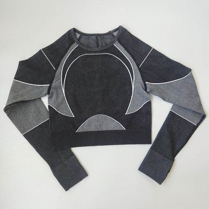 Women Tight Long Sleeve Fitness Workout Yoga Running Gym Crop top - www.Shopthatapp.com #