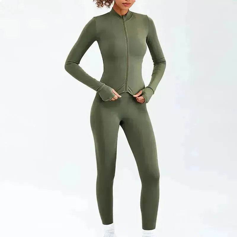 Women Yoga Zipper Long-sleeved Gym Exercise Fitness Suit - www.Shopthatapp.com #