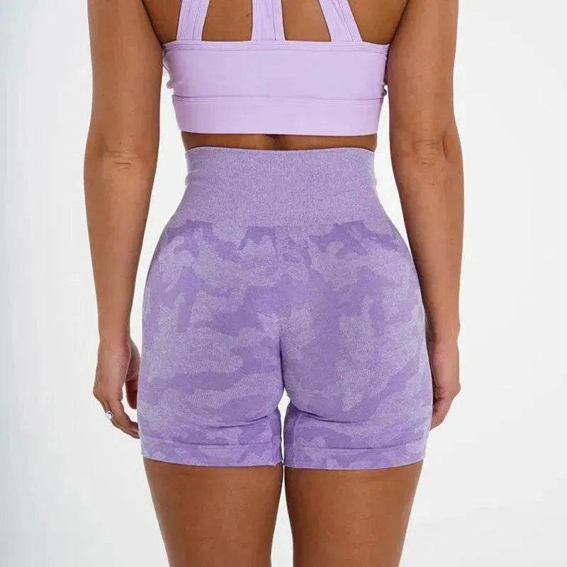 Women's Camo Jacquard Seamless Gym Shorts - www.Shopthatapp.com #
