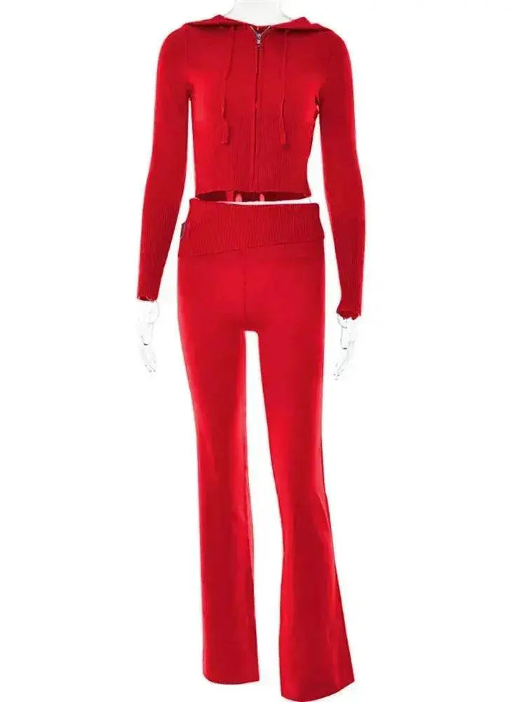Women's Comfortable Hoodie Leisure Charming Long Sleeve Sweater And High Waist Long Pants Suit - www.Shopthatapp.com #