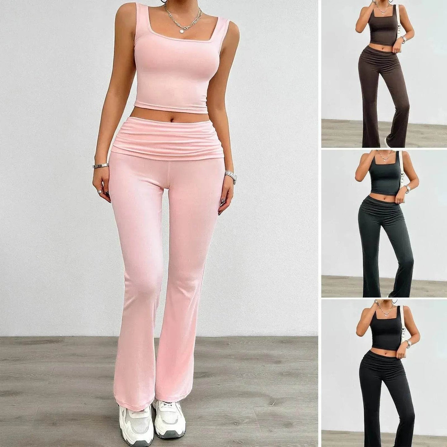 Women's Fashion Casual Solid Color Vest Body-hugging Suit - www.Shopthatapp.com #