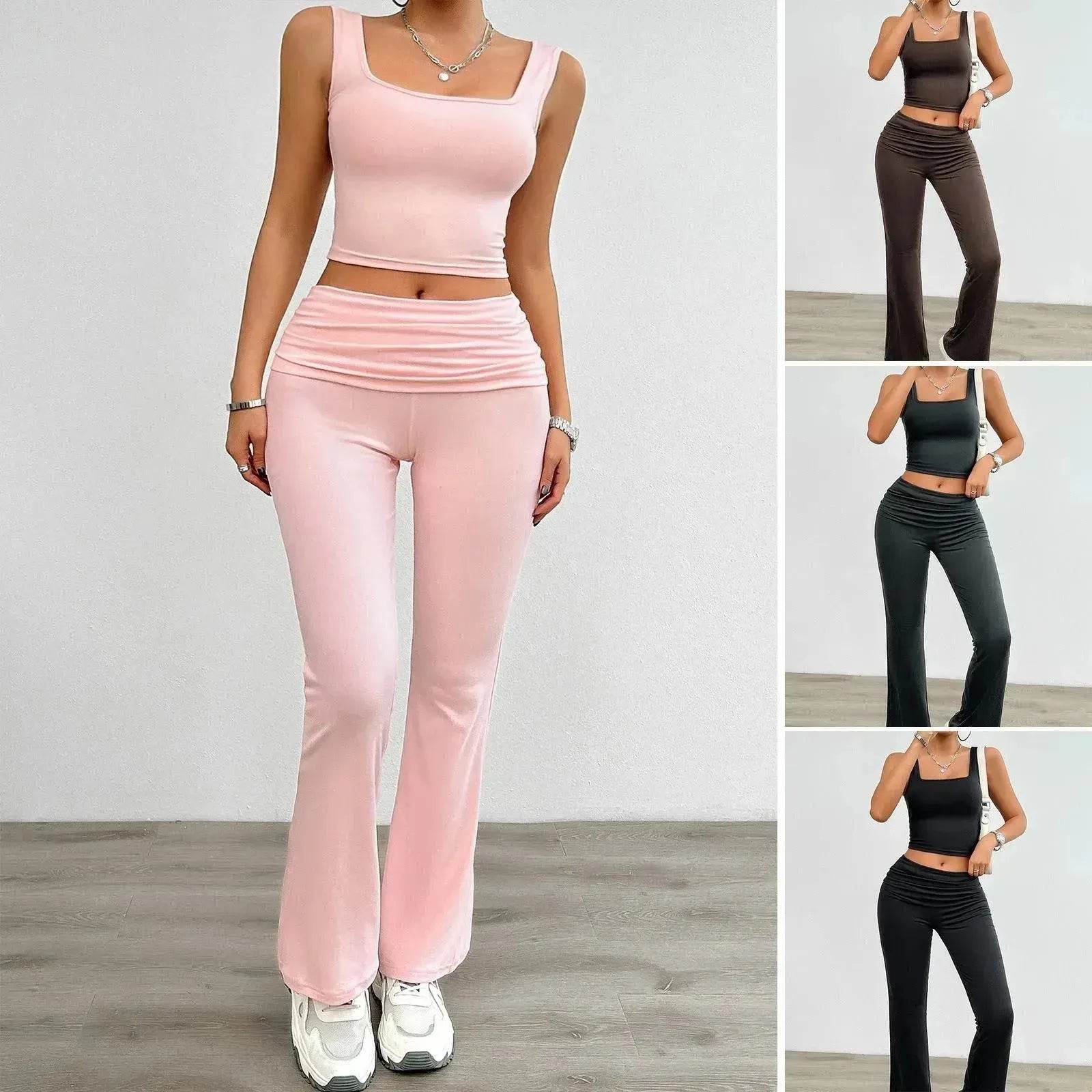Women's Fashion Casual Solid Color Vest Body-hugging Suit - www.Shopthatapp.com #