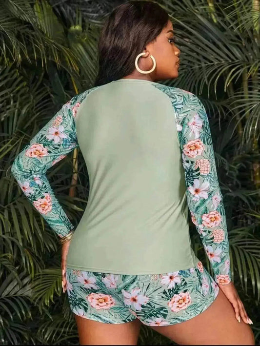 Women's Fashion Long Sleeve High Waist Split Swimsuit/pajamas/lounge wear. - www.Shopthatapp.com #