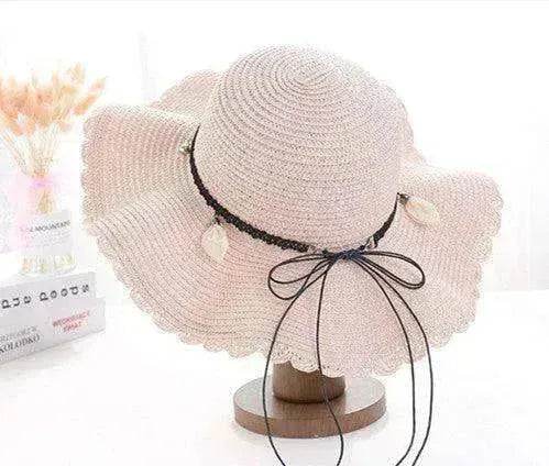 Women's Han Korean Edition Big Beach Wavy With Leather Rope Weaving Hat - www.Shopthatapp.com #