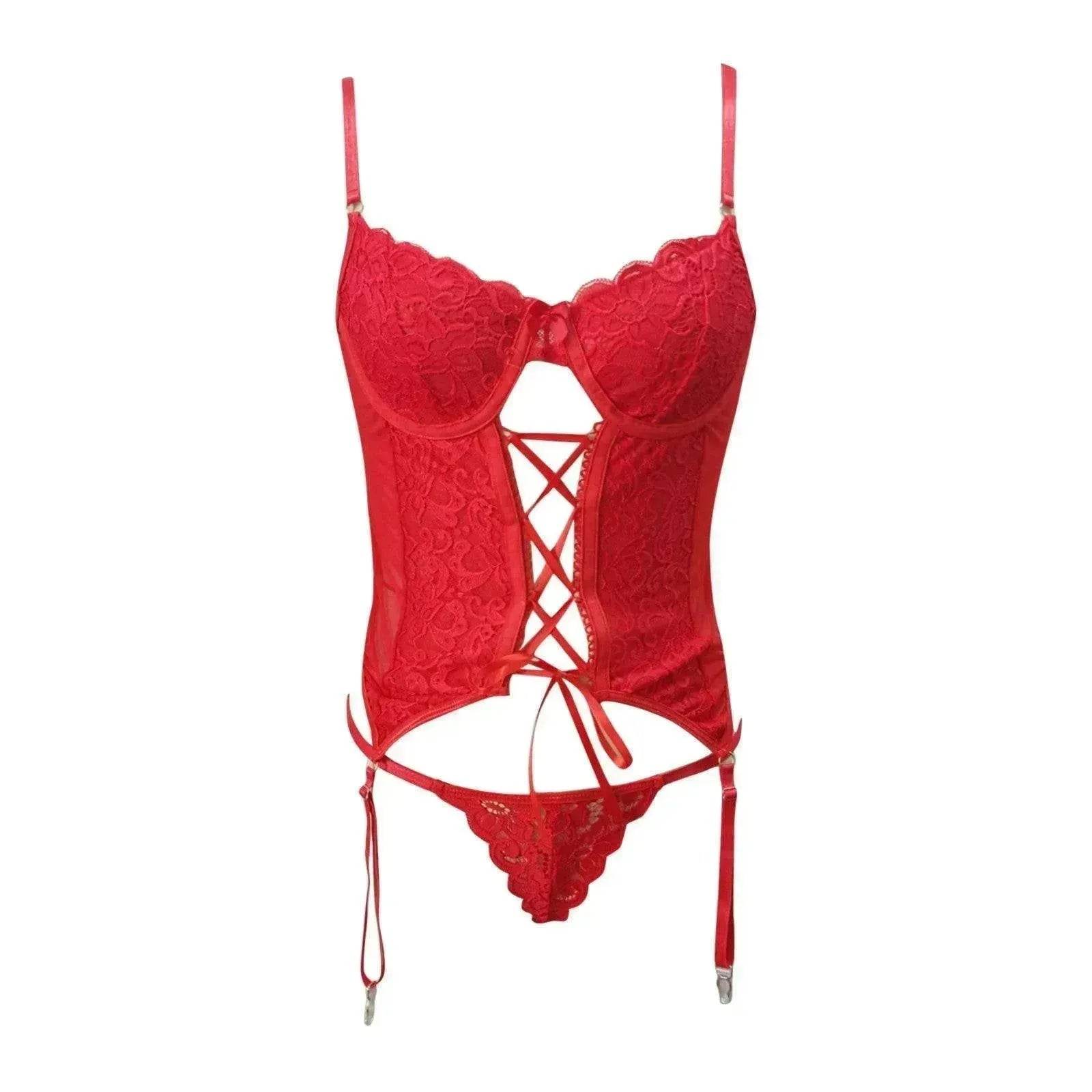 Women's Red Valentine's Day Lace Suit - www.Shopthatapp.com #