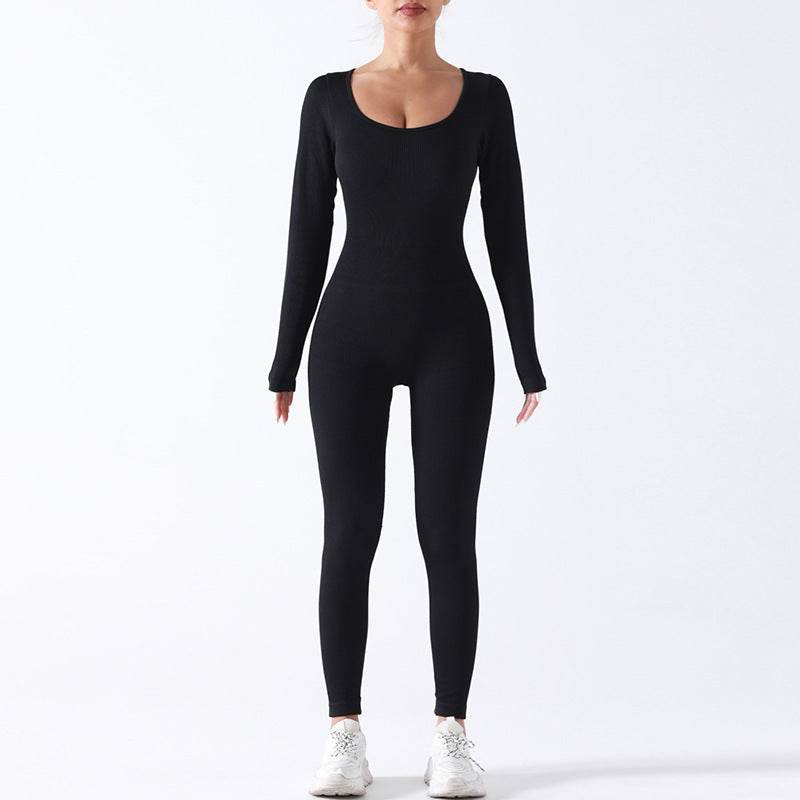 Women’s Seamless Long Sleeve Yoga Jumpsuit, Full Body Activewear One-Piece - www.Shopthatapp.com #
