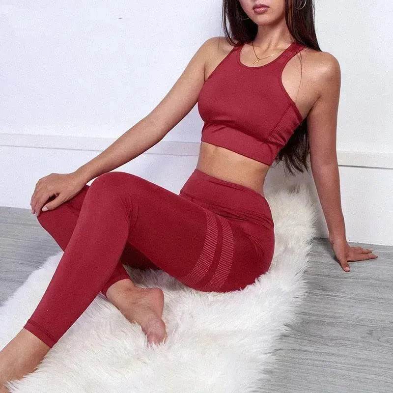 Women sport Suit Gym Yoga Sets 2 Pieces Women Sportwear Yoga Set Fitness Sportwear Workout Set Fitness Yoga Wear - www.Shopthatapp.com #