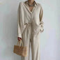 Women's 2 Piece Outfits Set Linen Button down shirt Blouse and straight Leg Pants Set - www.Shopthatapp.com