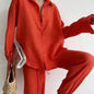 Women's 2 Piece Outfits Set Linen Button down shirt Blouse and straight Leg Pants Set - www.Shopthatapp.com