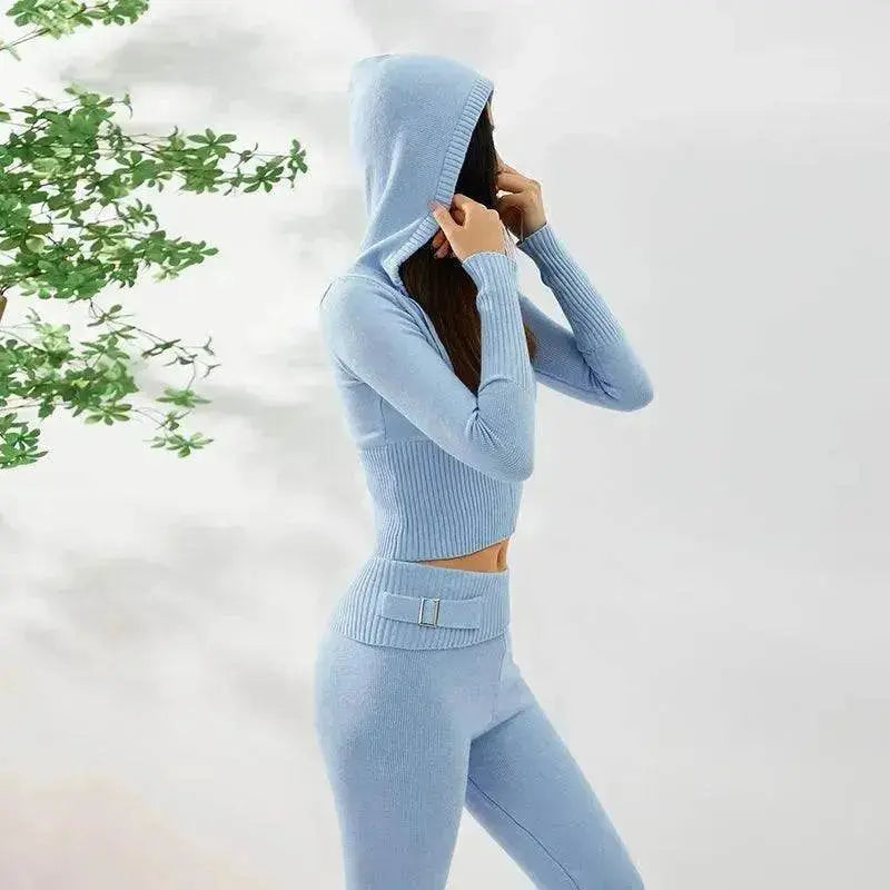 Women's Comfortable Hoodie Leisure Charming Long Sleeve Sweater And High Waist Long Pants Suit - www.Shopthatapp.com