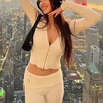 Women's Comfortable Hoodie Leisure Charming Long Sleeve Sweater And High Waist Long Pants Suit - www.Shopthatapp.com