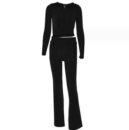 Women's Comfortable Hoodie Leisure Charming Long Sleeve Sweater And High Waist Long Pants Suit - www.Shopthatapp.com