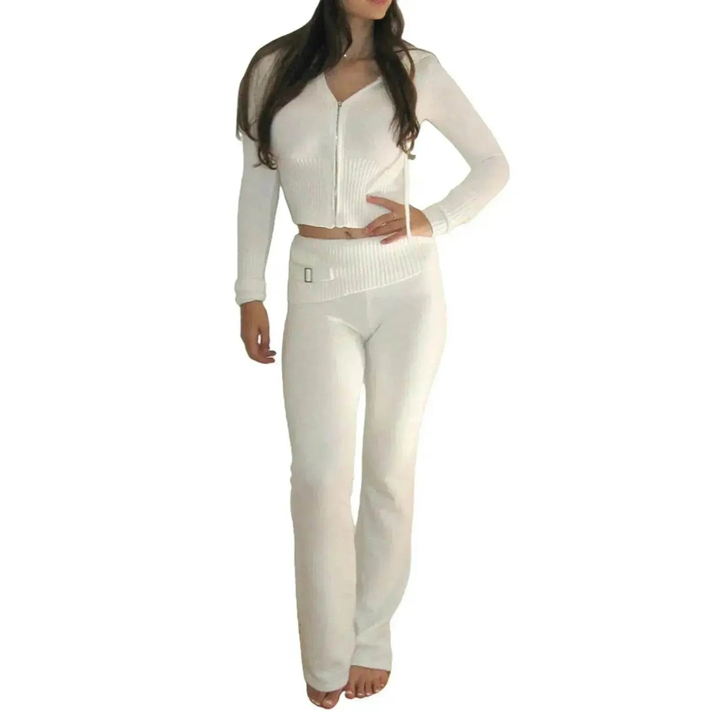 Women's Comfortable Hoodie Leisure Charming Long Sleeve Sweater And High Waist Long Pants Suit - www.Shopthatapp.com