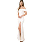 Women's Fashion Elegant Boat-neck formal slit bodycon Evening Gown Dress. - www.Shopthatapp.com