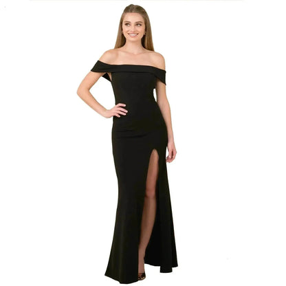 Women's Fashion Elegant Boat-neck formal slit bodycon Evening Gown Dress. - www.Shopthatapp.com
